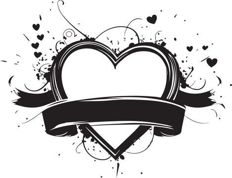 Heart and Ribbon Banner Vector Illustration