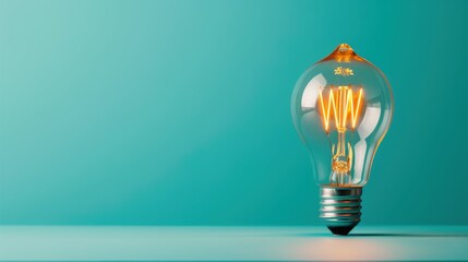 Innovative Light Bulb with Turquoise Background