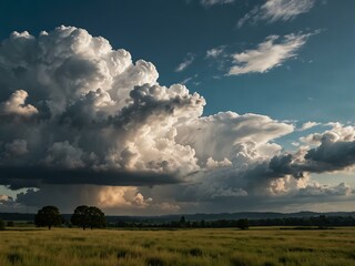 Fototapeta premium Scenic landscape with clouds overhead.