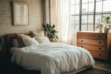 Cozy Bedroom with Natural Light and Plants