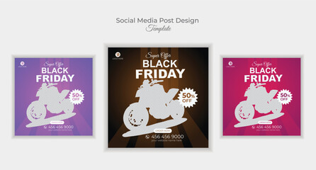 Modern new bike collection sale black Friday social media post banner design template