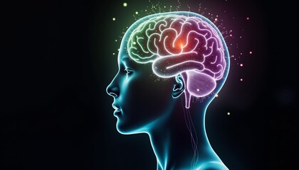 Obraz premium Complex Neural Connections in Human Brain Network Illustration, Brain Connectivity and Information Flow