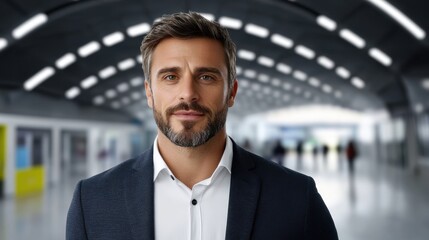 Fototapeta premium Confident Man in Modern Commerce Space
