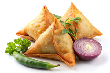 Indian platter with samosa, pakoras