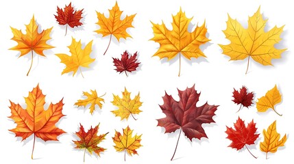 Obraz premium Fall and autumn leaves isolated on a white background collection Aİ Generative
