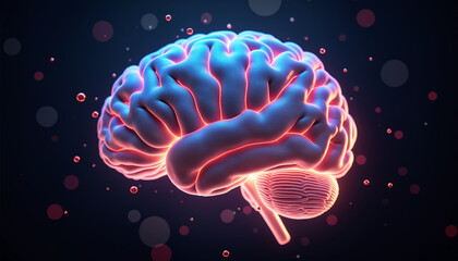 Fototapeta premium Futuristic Brain with AI Neural Connections and Tech Integration