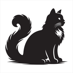 A black feline against a white background