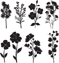 Set Flowers. Hand drawn vector illustration	