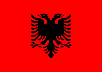 National Flag Republic of Albania, red field with a black two-headed eagle in the center