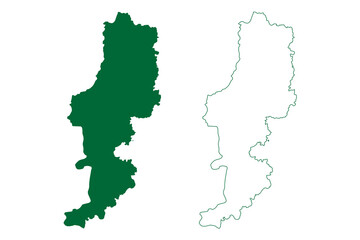 Obraz premium Rajnandgaon district (Chhattisgarh State, Durg division, Republic of India) map vector illustration, scribble sketch Rajnandgaon map