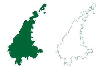 Rajsamand district (Rajasthan State, Republic of India) map vector illustration, scribble sketch Rajsamand map