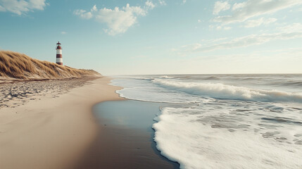 Plaża z białym piaskiem i szumiące fale Morza Północnego tworzą niezwykłą scenerię. 