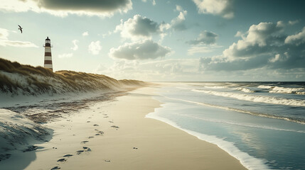 Plaża z białym piaskiem i szumiące fale Morza Północnego tworzą niezwykłą scenerię. 