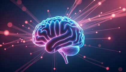 Futuristic Brain with AI Neural Connections and Tech Integration