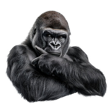 Cool gorilla isolated on transparent background.