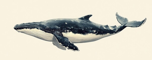 Fototapeta premium A majestic whale gracefully gliding through the ocean, showcasing nature's beauty and the elegance of marine life.