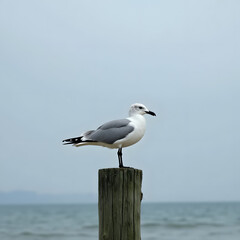 Obraz premium seagull on the pier