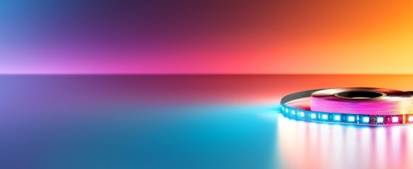 Cinematic Banner with Vibrant LED Strip and Film Tape