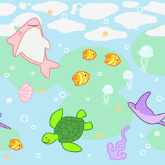 a underwater life seamless background 