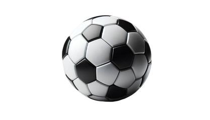 Fototapeta premium Classic black and white soccer ball with hexagonal and pentagonal patterns, isolated on a clean white background, symbolizing the global sport of football.