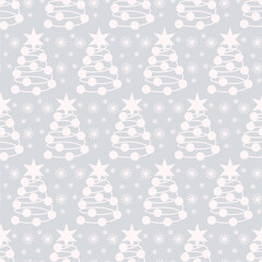 Seamless New Year and Christmas print pattern wallpaper background with decorative fir trees vector illustration winter minimalism picture	