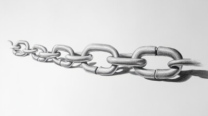 A minimalist drawing of a broken link chain