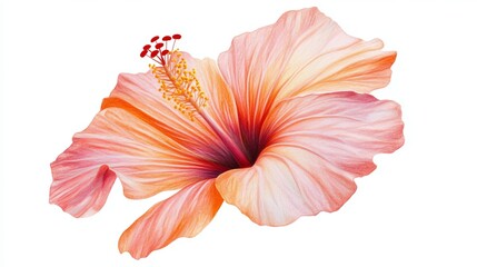 Fototapeta premium A beautiful hibiscus flower, isolated on a white background for easy editing in your design projects.