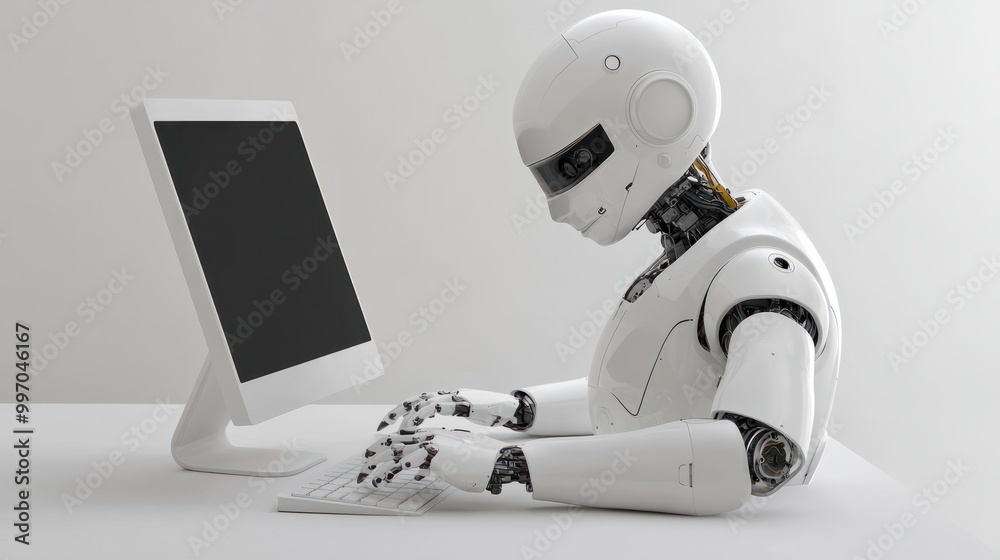 Poster artificial intelligence chat bot connected to computer.