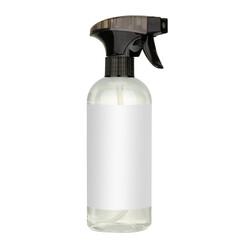 Transparent Spray Bottle with White Label