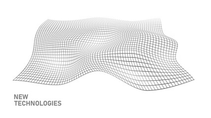  Low poly model of modern multilayered fabric technology. Dark blue wire mesh futuristic digital sport textile properties vector illustration © LuckyStep