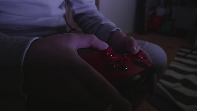 Flashing Lights Create Dynamic Gaming Atmosphere for Boy