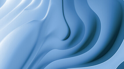 Illustration of blue background with interlaced wavy shaped layers and effects
