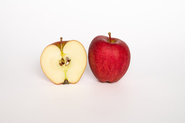 Breaburn red apple with heart on white background