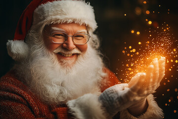 Santa Claus smiling at night, Christmas Day