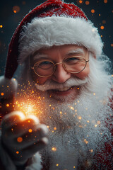 Santa Claus smiling at night, Christmas Day