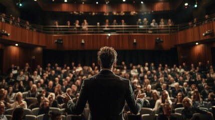 Speaker Addressing Audience in Auditorium