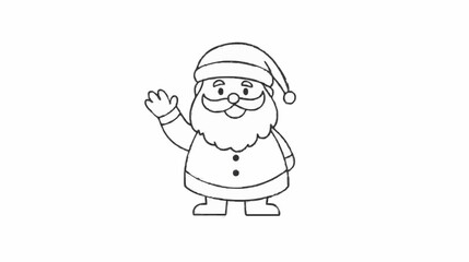 Obraz premium Cheerful Santa Claus Waving for Children's Coloring Book