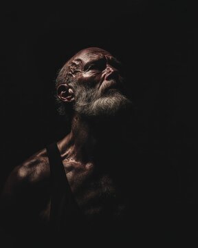 Intense Facial Expression of Mature Man