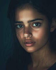 Fototapeta premium Pensive Young Woman Portrait