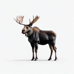 Fototapeta premium Realistic Moose Standing in a Neutral Background