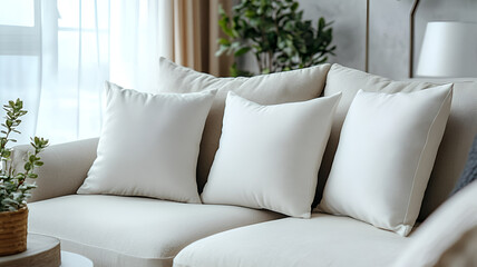 living interior with sofa and pillows