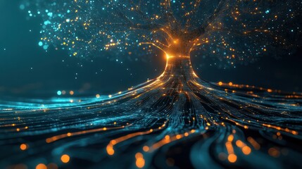 Tech tree, abstract data technology and data science illustration.