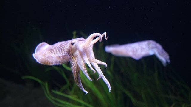 The Common (European) Cuttlefish (Sepia officinalis) underwater in sea - cephalopod, related to squid and octopus