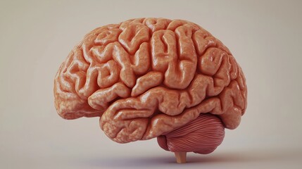 anatomically correct realistic human brain with copy space for medical science education