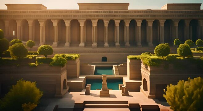 Hanging Gardens of Babylon. The 7 Wonders of the Ancient World.