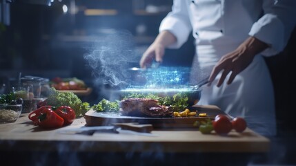 A person attending a cooking class, learning new culinary skills and techniques from a professional chef. Concept of gastronomic education and culinary exploration. Generative Ai.