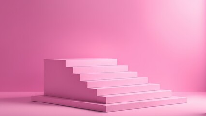 Fototapeta premium A minimalist pink staircase set against a matching background, ideal for photography or display.