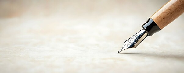 Naklejka premium Elegant Fountain Pen on White Paper Writing