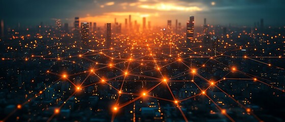 Fototapeta premium Cityscape Network: A Futuristic Vision of Connected Urban Life