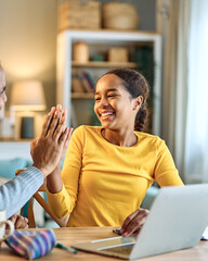 father child home family homework daughter girl cheerful teenage parent education laptop teen teaching childhood man  learning together school computer internet teacher tutor black